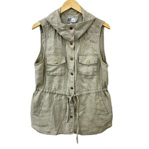 KUT Utility Vest 100% Linen Snap Front Sleeveless Beige Women’s Sz‎ XL